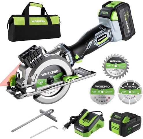 WORKPRO 20V Cordless Mini Circular Saw, 4-1/2" Compact Wireless Circular Saw